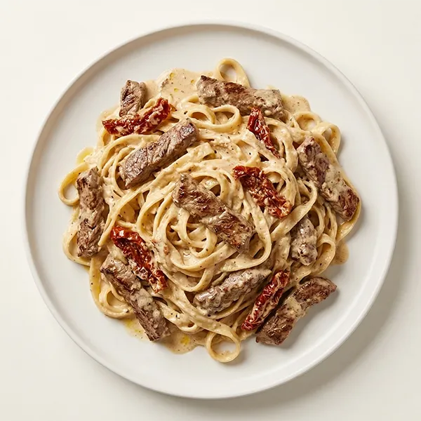 Creamy Beef and Sundried Tomato Fettuccine